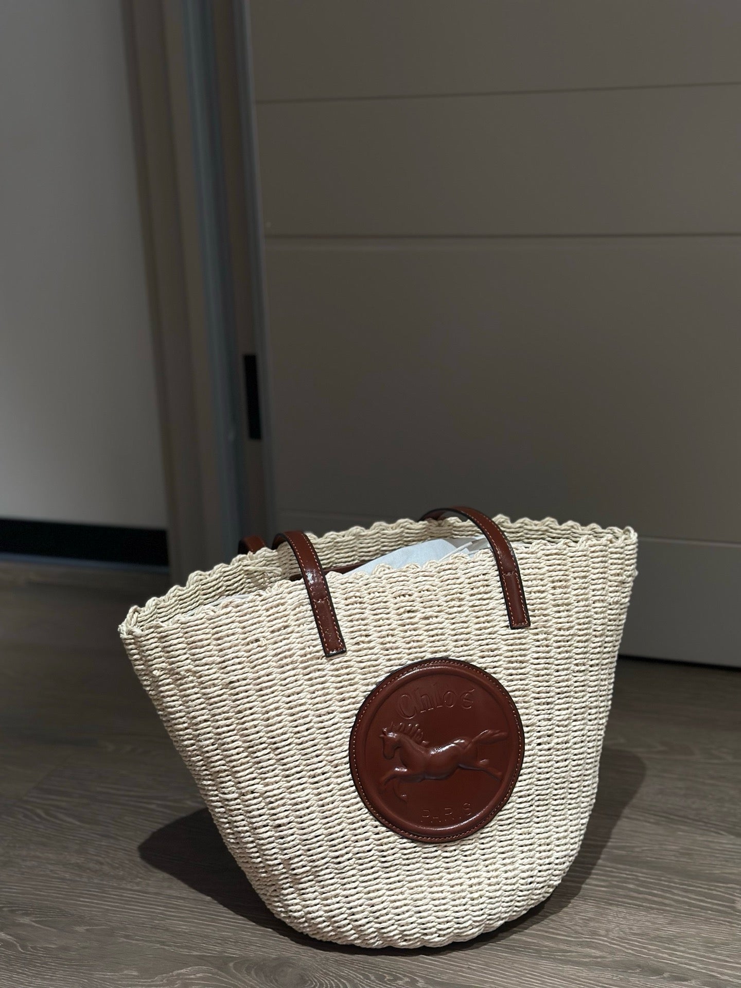 CHLO Horse Medal Basket Tote Bag