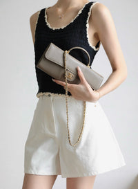CC Calfskin Lizard Embossed Clutch
