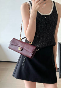 CC Calfskin Lizard Embossed Clutch