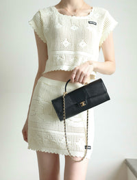 CC Calfskin Lizard Embossed Clutch
