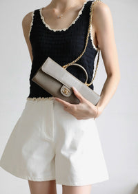CC Calfskin Lizard Embossed Clutch