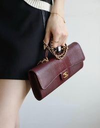 CC Calfskin Lizard Embossed Clutch