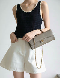 CC Calfskin Lizard Embossed Clutch