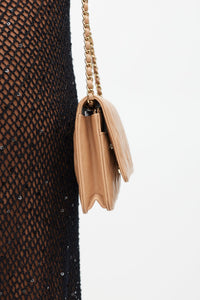 CC Beige Caviar Wallet On Chain GHW