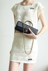 CC Calfskin Lizard Embossed Clutch