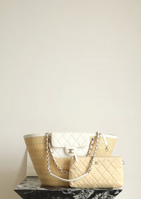 CC 26M Raffia Braided Lambskin Shopping Tote