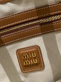 MIU M Ivy Canvas Leather Bag
