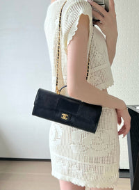 CC Calfskin Lizard Embossed Clutch