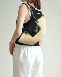 CC 26M Raffia Braided Lambskin Shopping Tote