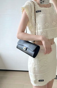 CC Calfskin Lizard Embossed Clutch
