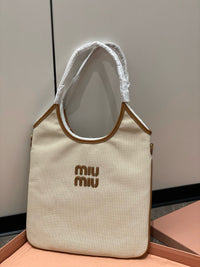 MIU M Ivy Canvas Leather Bag