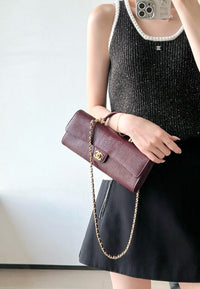 CC Calfskin Lizard Embossed Clutch