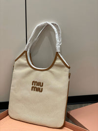 MIU M Ivy Canvas Leather Bag