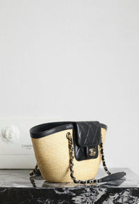 CC 26M Raffia Braided Lambskin Shopping Tote