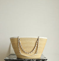 CC 26M Raffia Braided Lambskin Shopping Tote