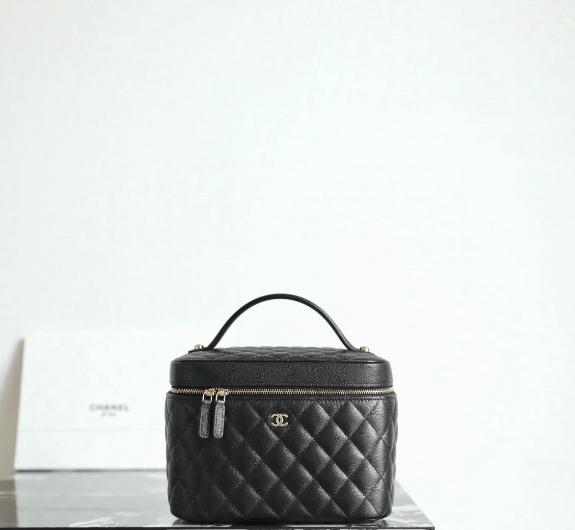 CC Caviar Quilted Large Vanity Pouch