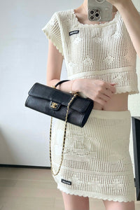 CC Calfskin Lizard Embossed Clutch
