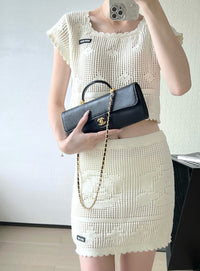CC Calfskin Lizard Embossed Clutch