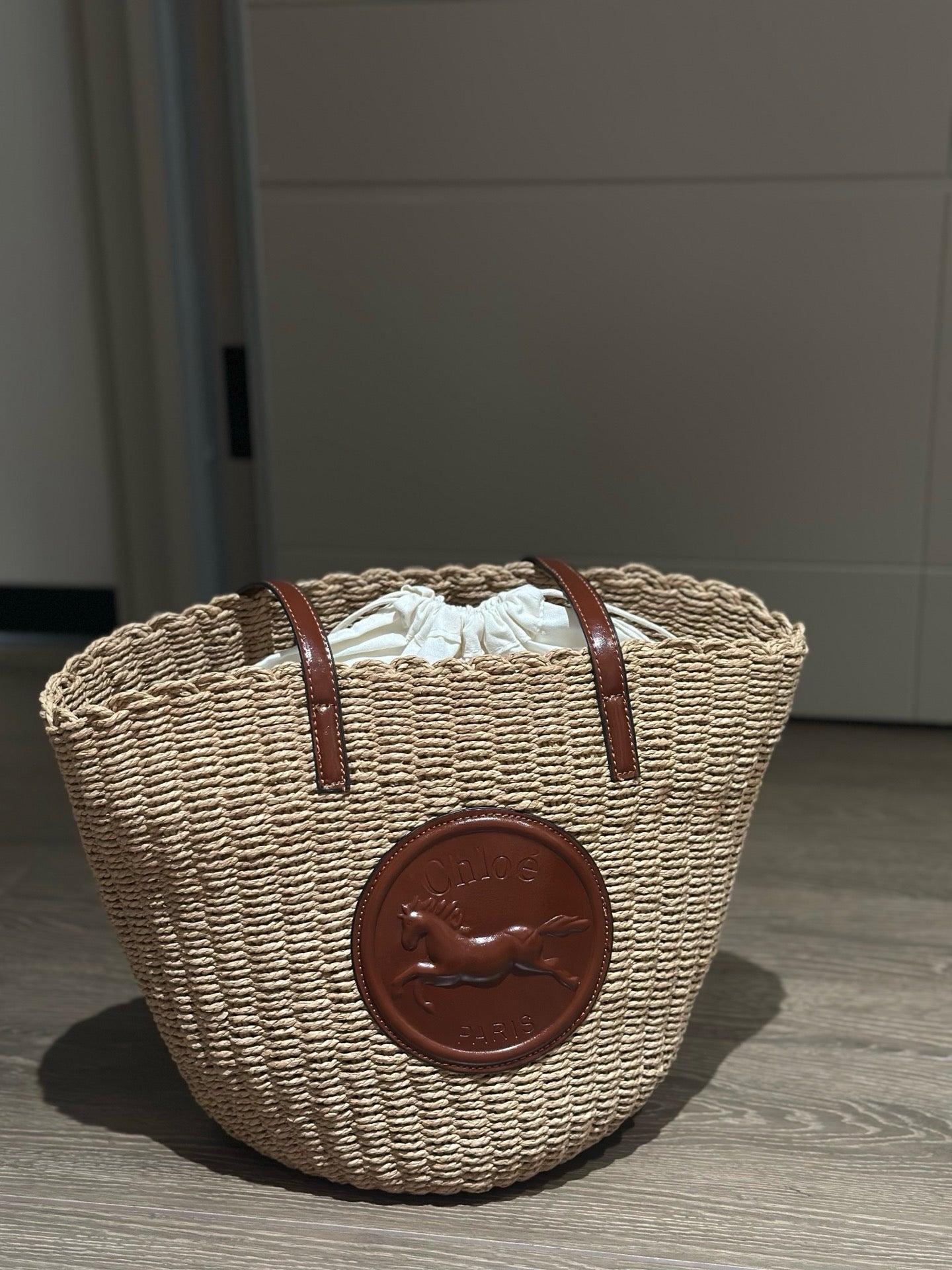 CHLO Horse Medal Basket Tote Bag