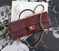 CC Calfskin Lizard Embossed Clutch