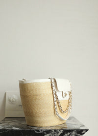 CC 26M Raffia Braided Lambskin Shopping Tote