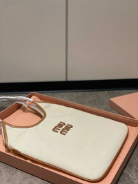 MIU M Ivy Canvas Leather Bag