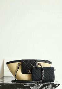 CC 26M Raffia Braided Lambskin Shopping Tote