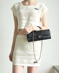 CC Calfskin Lizard Embossed Clutch