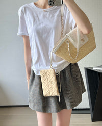 CC 26M Raffia Braided Lambskin Shopping Tote