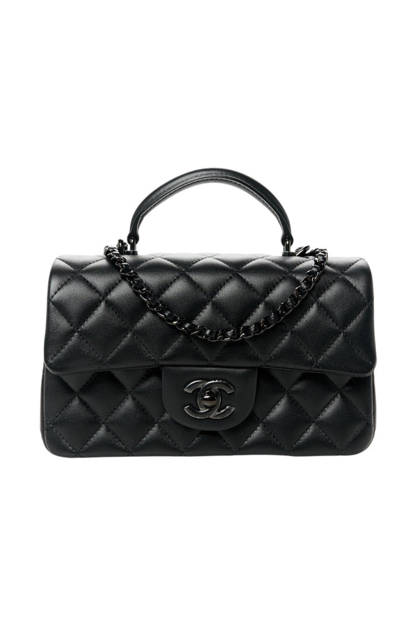 CC 24A Lambskin Mini Top Handle Flap So Black